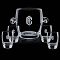 Belfast Crystalline Ice Bucket w/ 4 On The Rocks Glasses